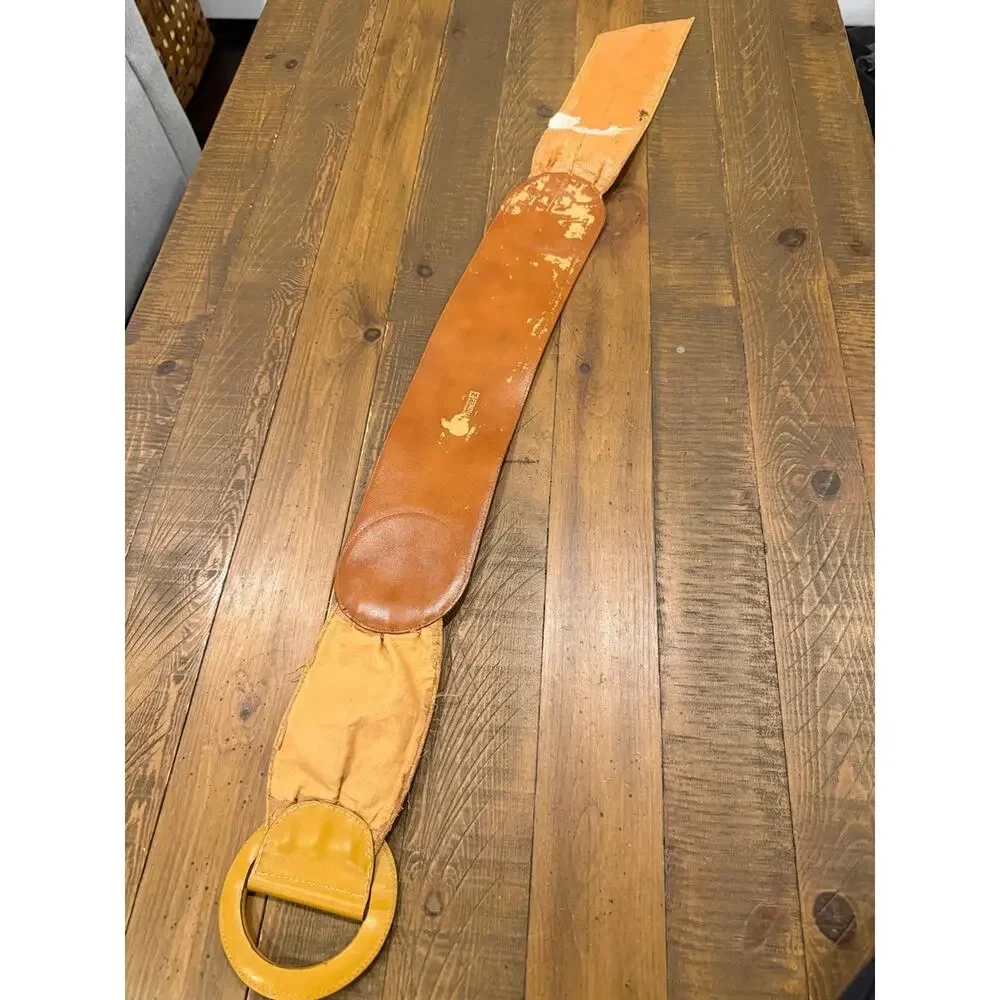 FENDI BROKEN Leather Belt Mustard Yellow HEAVILY USED